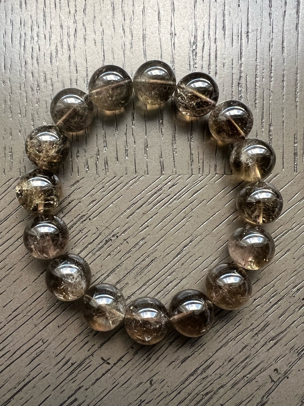 Smoky quartz bracelet 13-14mm SIZE 7’